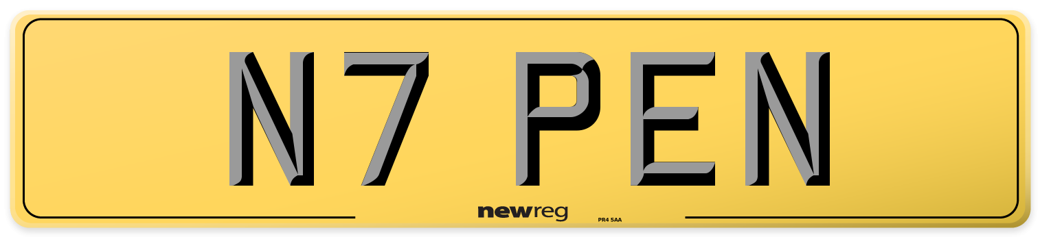 N7 PEN Rear Number Plate