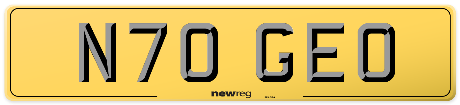 N70 GEO Rear Number Plate