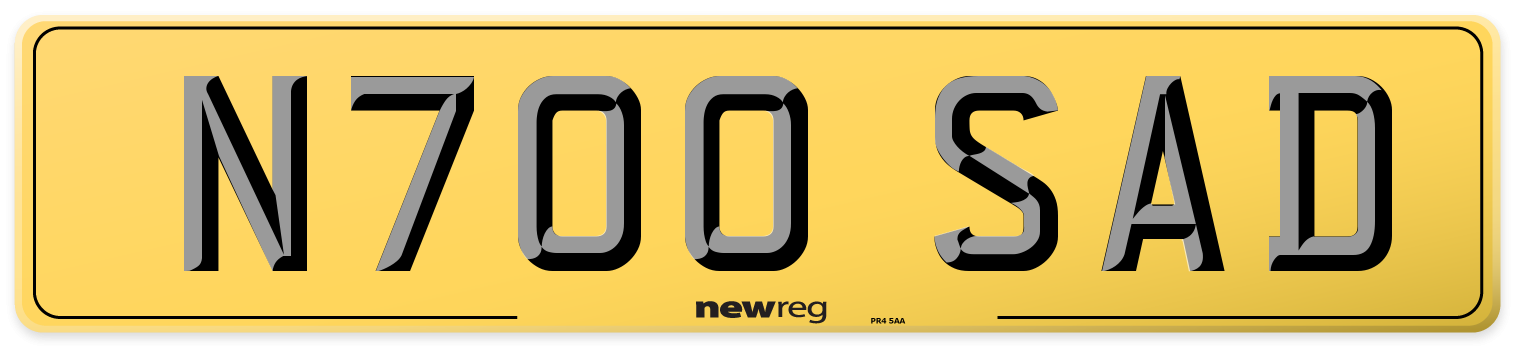 N700 SAD Rear Number Plate