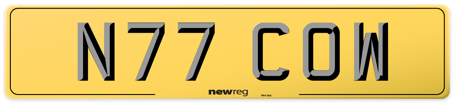 N77 COW Rear Number Plate