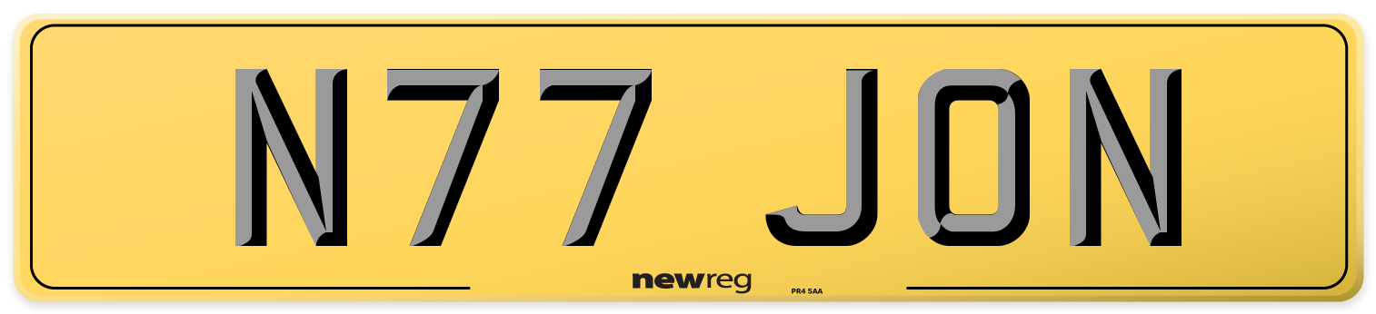 N77 JON Rear Number Plate
