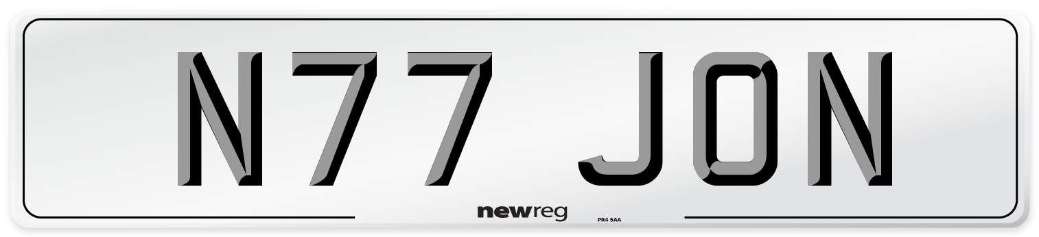 N77 JON Front Number Plate