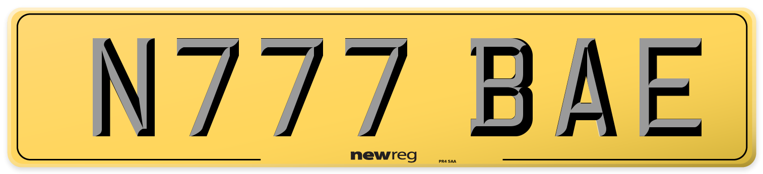 N777 BAE Rear Number Plate