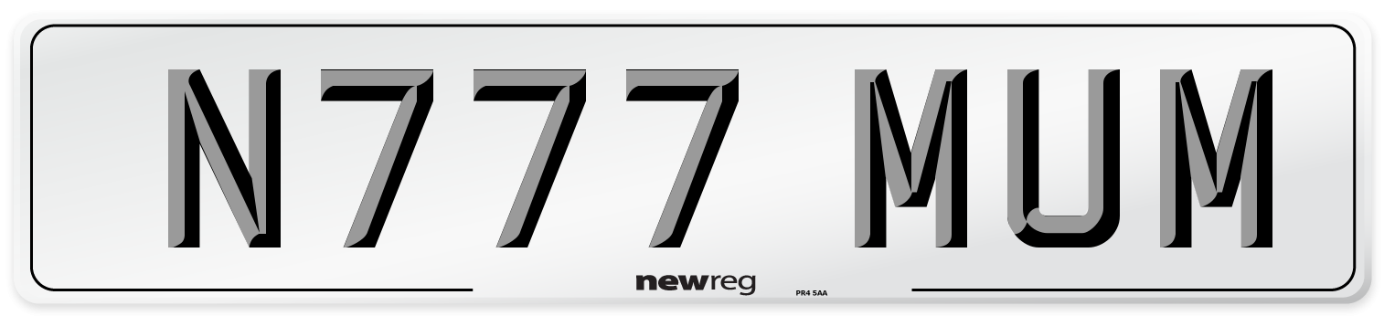 N777 MUM Front Number Plate