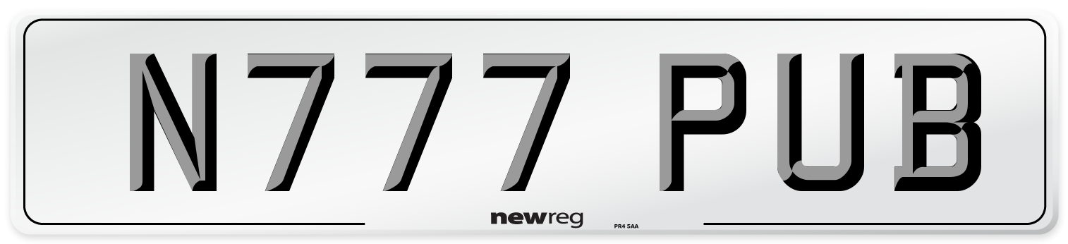 N777 PUB Front Number Plate