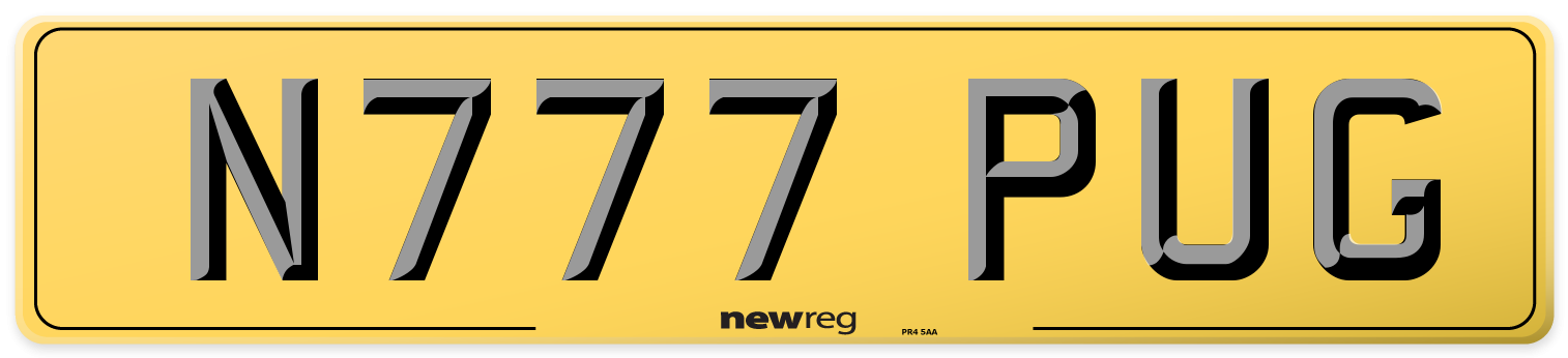 N777 PUG Rear Number Plate