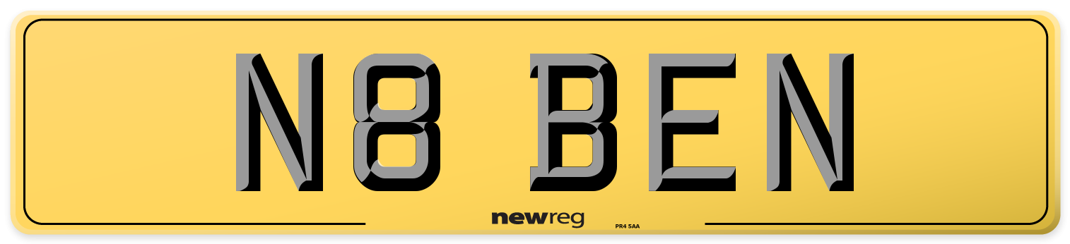N8 BEN Rear Number Plate
