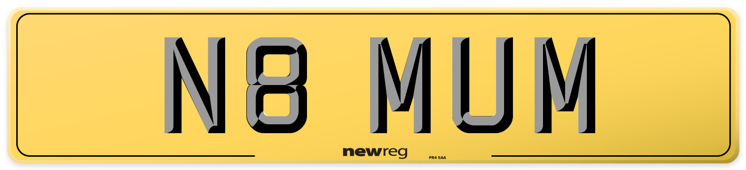N8 MUM Rear Number Plate