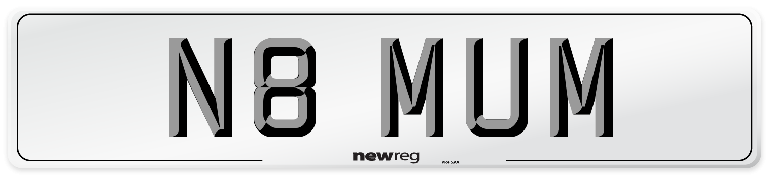 N8 MUM Front Number Plate