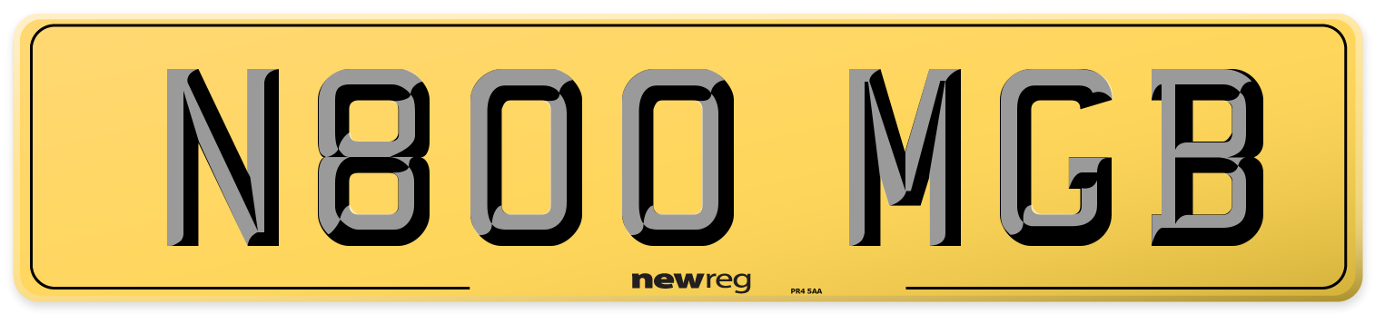 N800 MGB Rear Number Plate