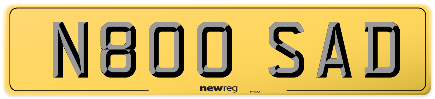 N800 SAD Rear Number Plate