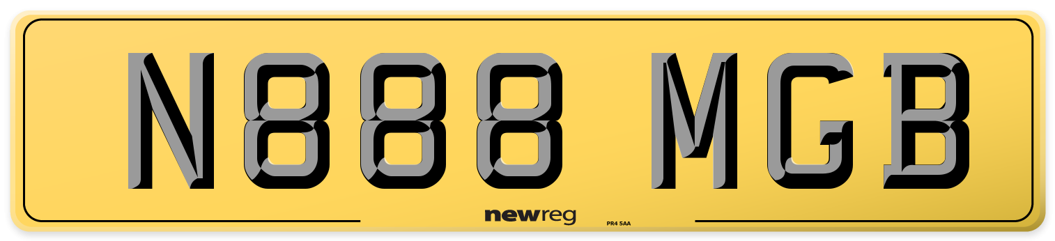 N888 MGB Rear Number Plate