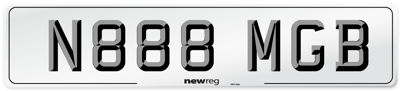 N888 MGB Front Number Plate