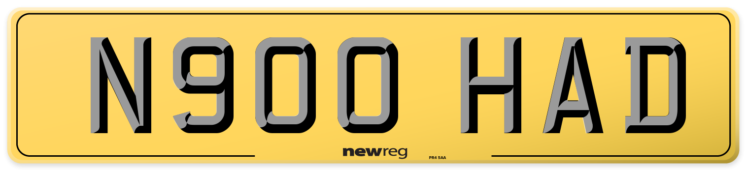 N900 HAD Rear Number Plate