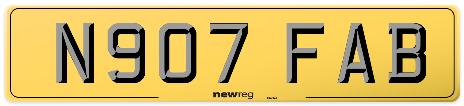 N907 FAB Rear Number Plate