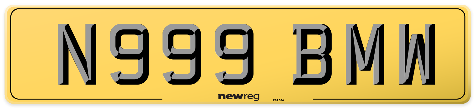 N999 BMW Rear Number Plate