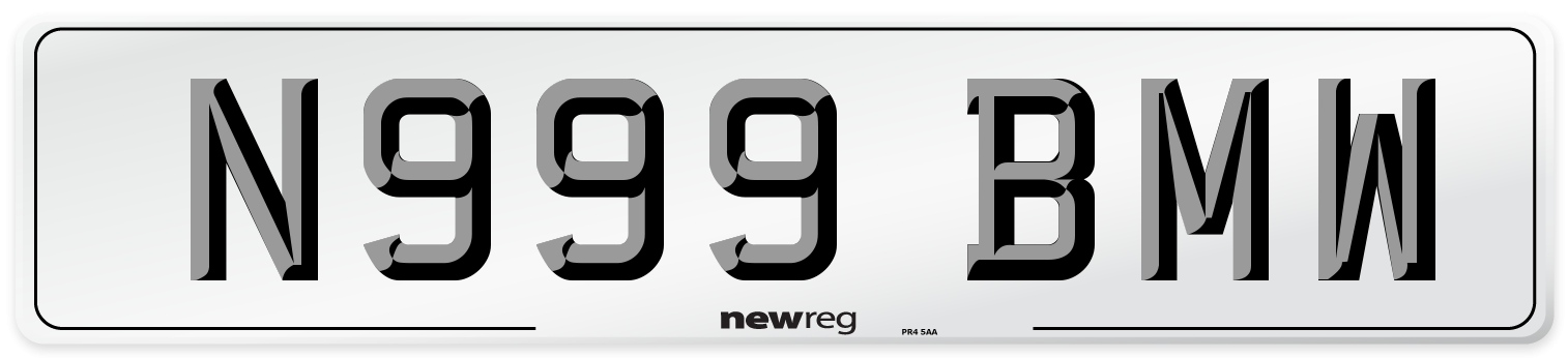 N999 BMW Front Number Plate