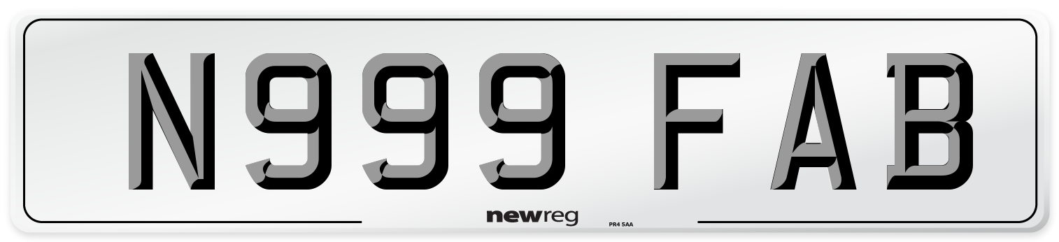 N999 FAB Front Number Plate
