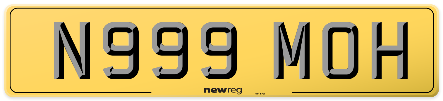 N999 MOH Rear Number Plate