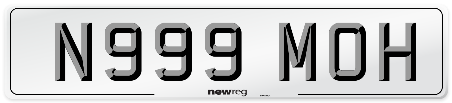N999 MOH Front Number Plate