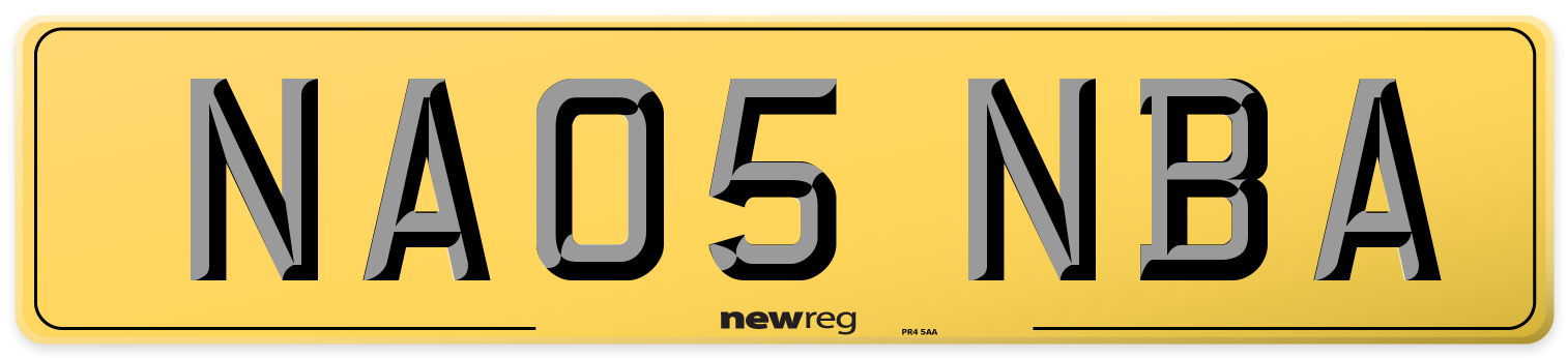 NA05 NBA Rear Number Plate