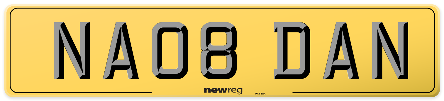 NA08 DAN Rear Number Plate