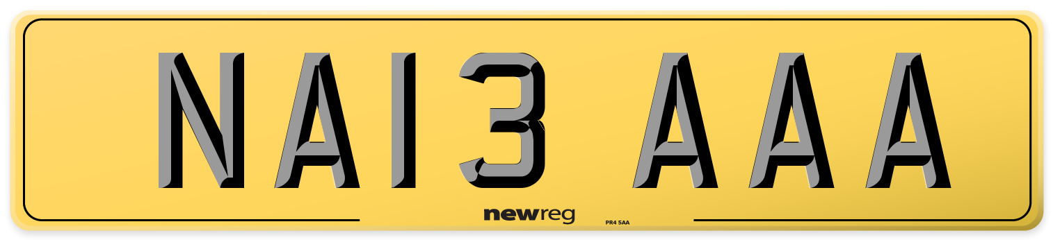 NA13 AAA Rear Number Plate