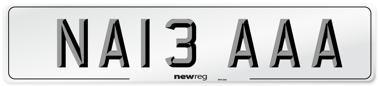 NA13 AAA Front Number Plate
