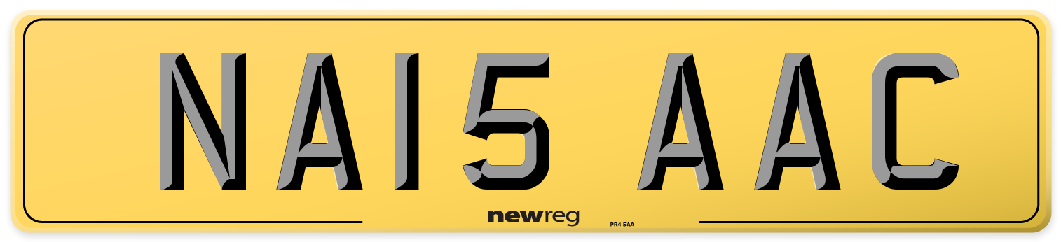 NA15 AAC Rear Number Plate