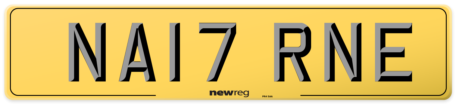 NA17 RNE Rear Number Plate