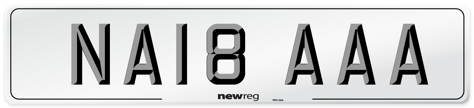 NA18 AAA Front Number Plate