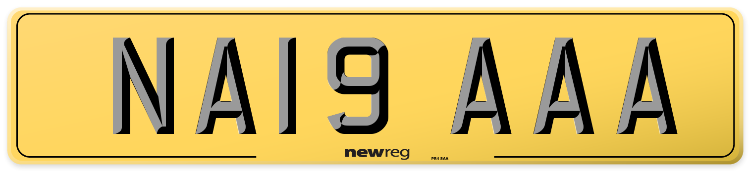 NA19 AAA Rear Number Plate