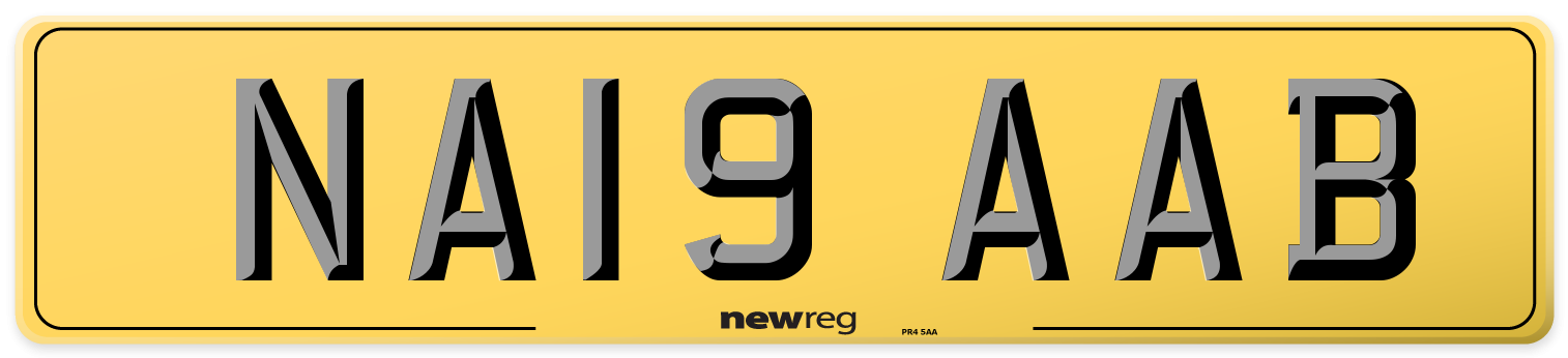 NA19 AAB Rear Number Plate