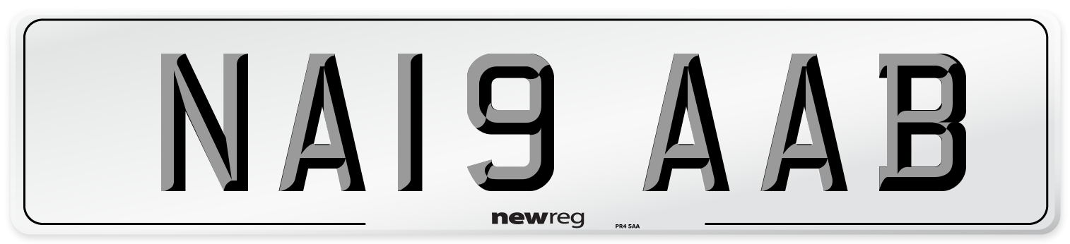 NA19 AAB Front Number Plate