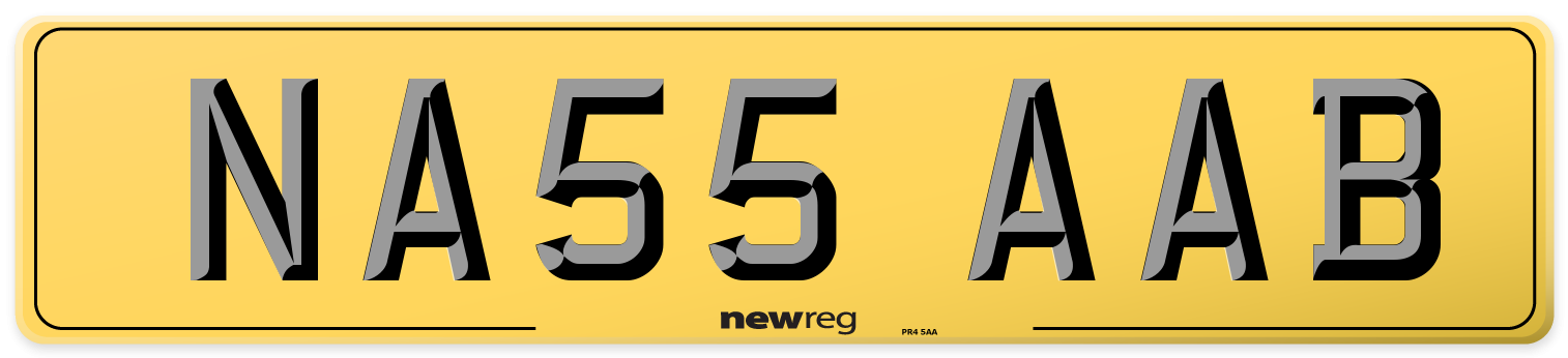 NA55 AAB Rear Number Plate