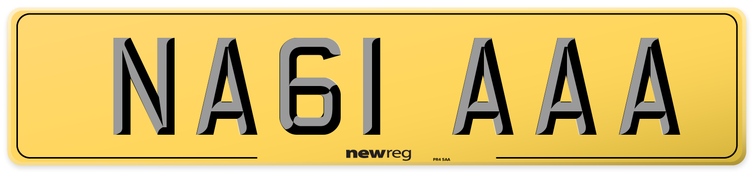 NA61 AAA Rear Number Plate