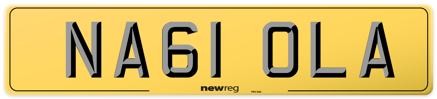 NA61 OLA Rear Number Plate