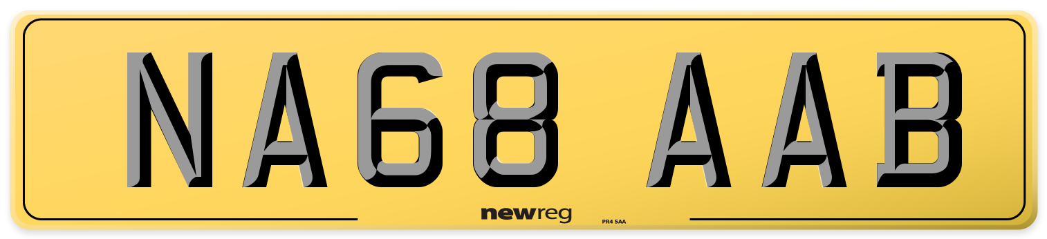 NA68 AAB Rear Number Plate