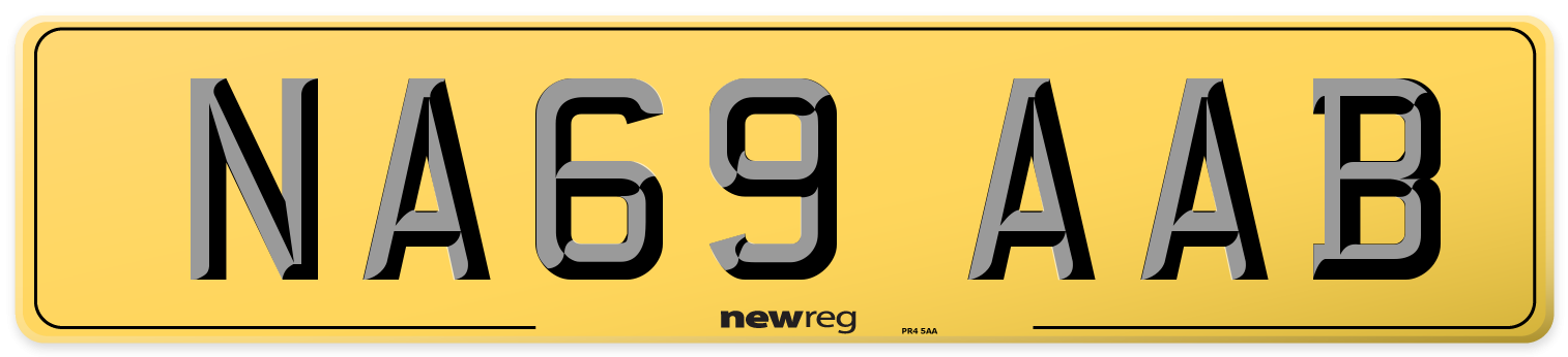 NA69 AAB Rear Number Plate