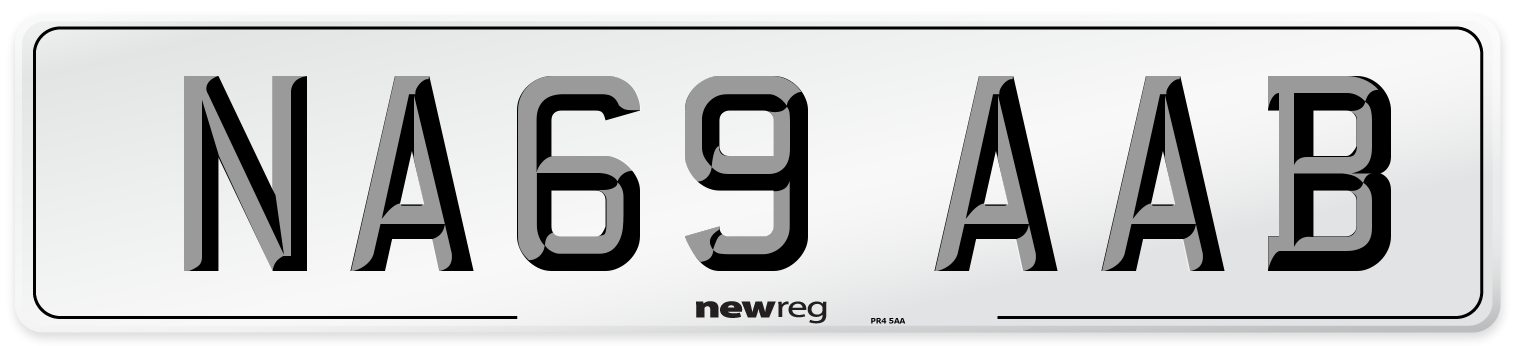 NA69 AAB Front Number Plate