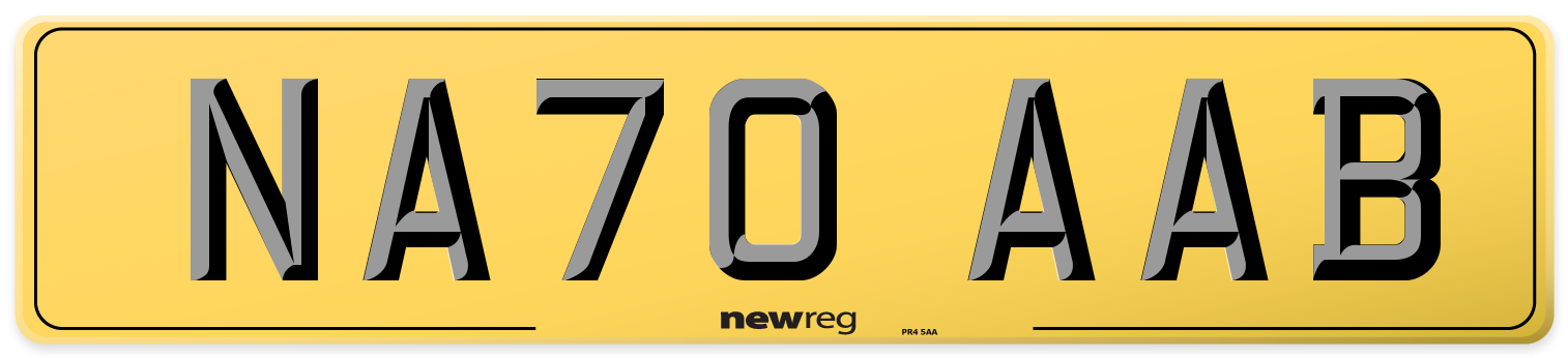 NA70 AAB Rear Number Plate