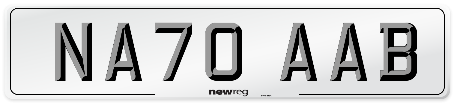 NA70 AAB Front Number Plate