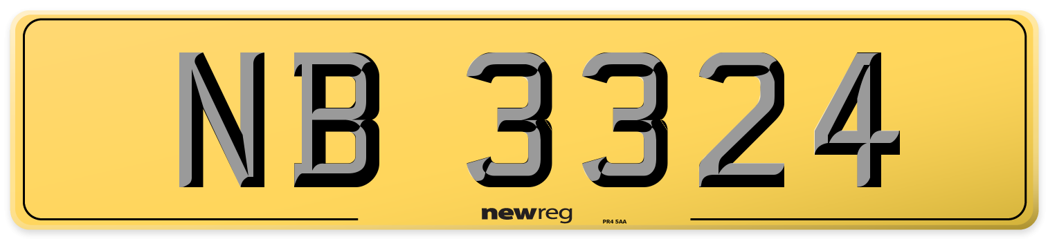 NB 3324 Rear Number Plate