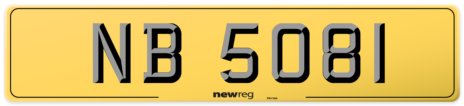 NB 5081 Rear Number Plate
