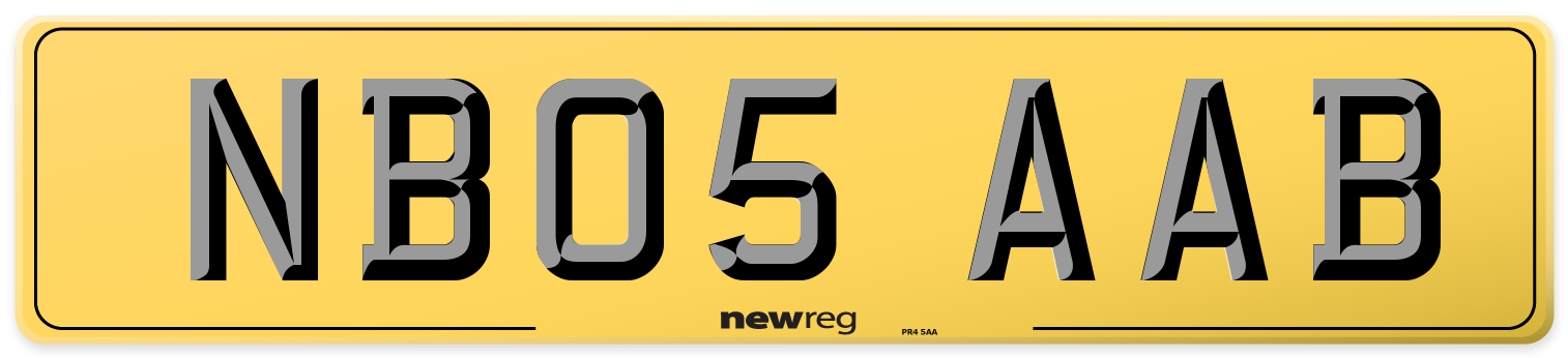 NB05 AAB Rear Number Plate
