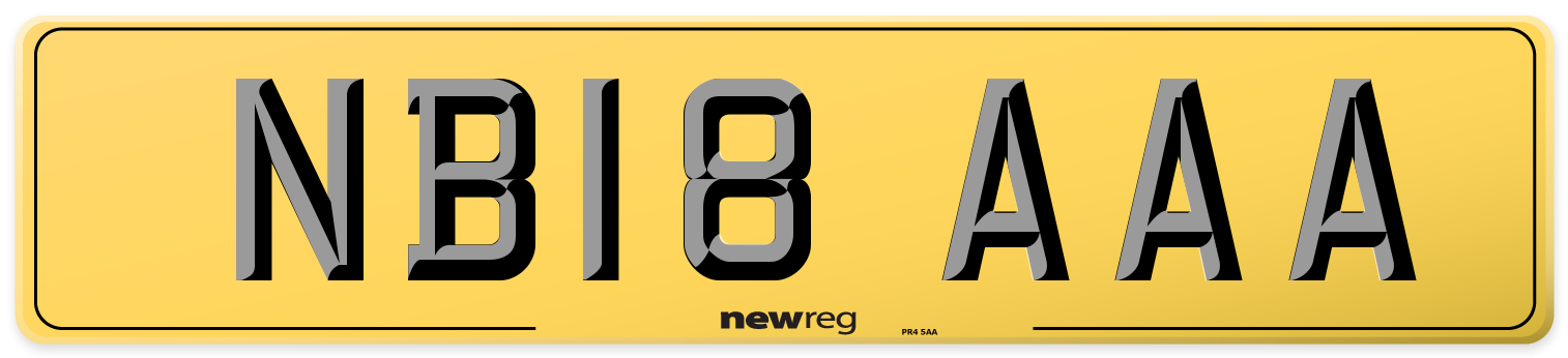 NB18 AAA Rear Number Plate