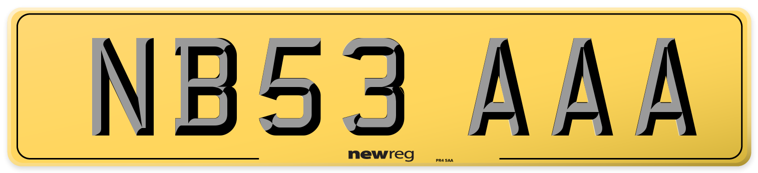 NB53 AAA Rear Number Plate