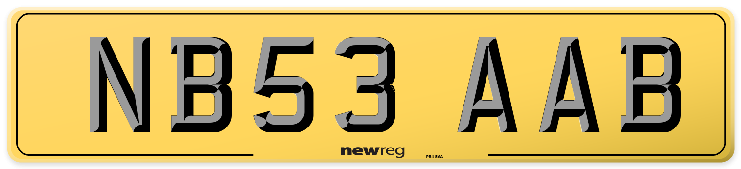 NB53 AAB Rear Number Plate