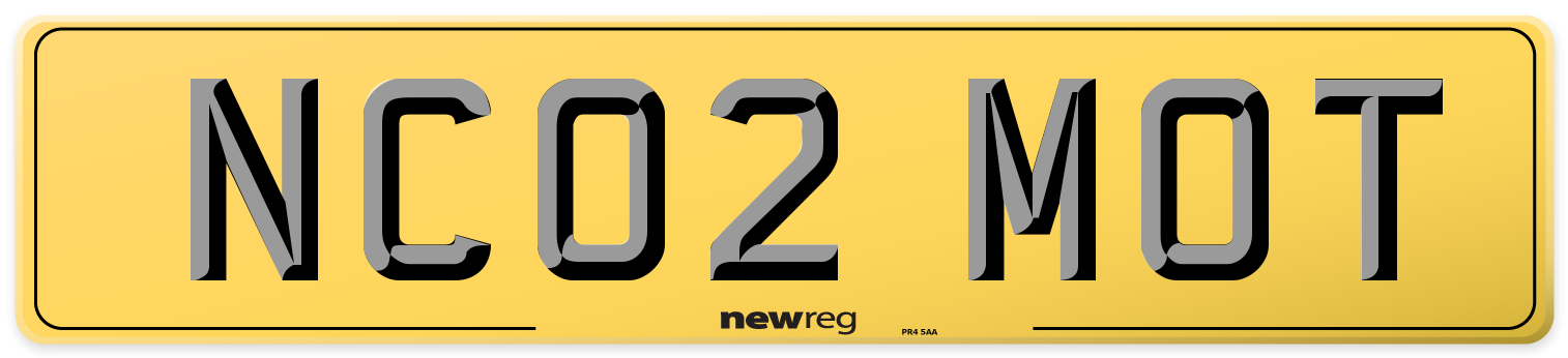 NC02 MOT Rear Number Plate