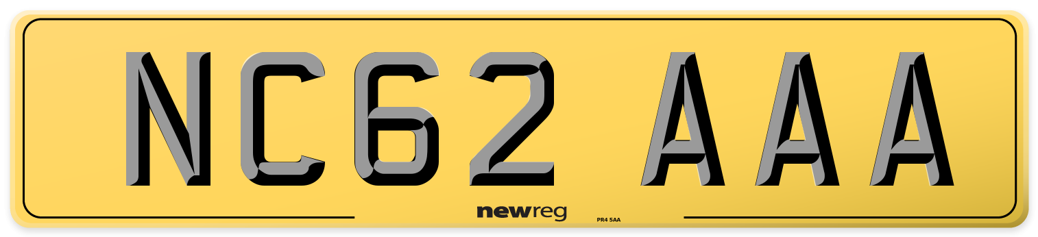 NC62 AAA Rear Number Plate